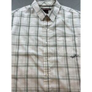 Tony Hawk Skater Short Sleeve Striped Gray Button Up Shirt Men's L
